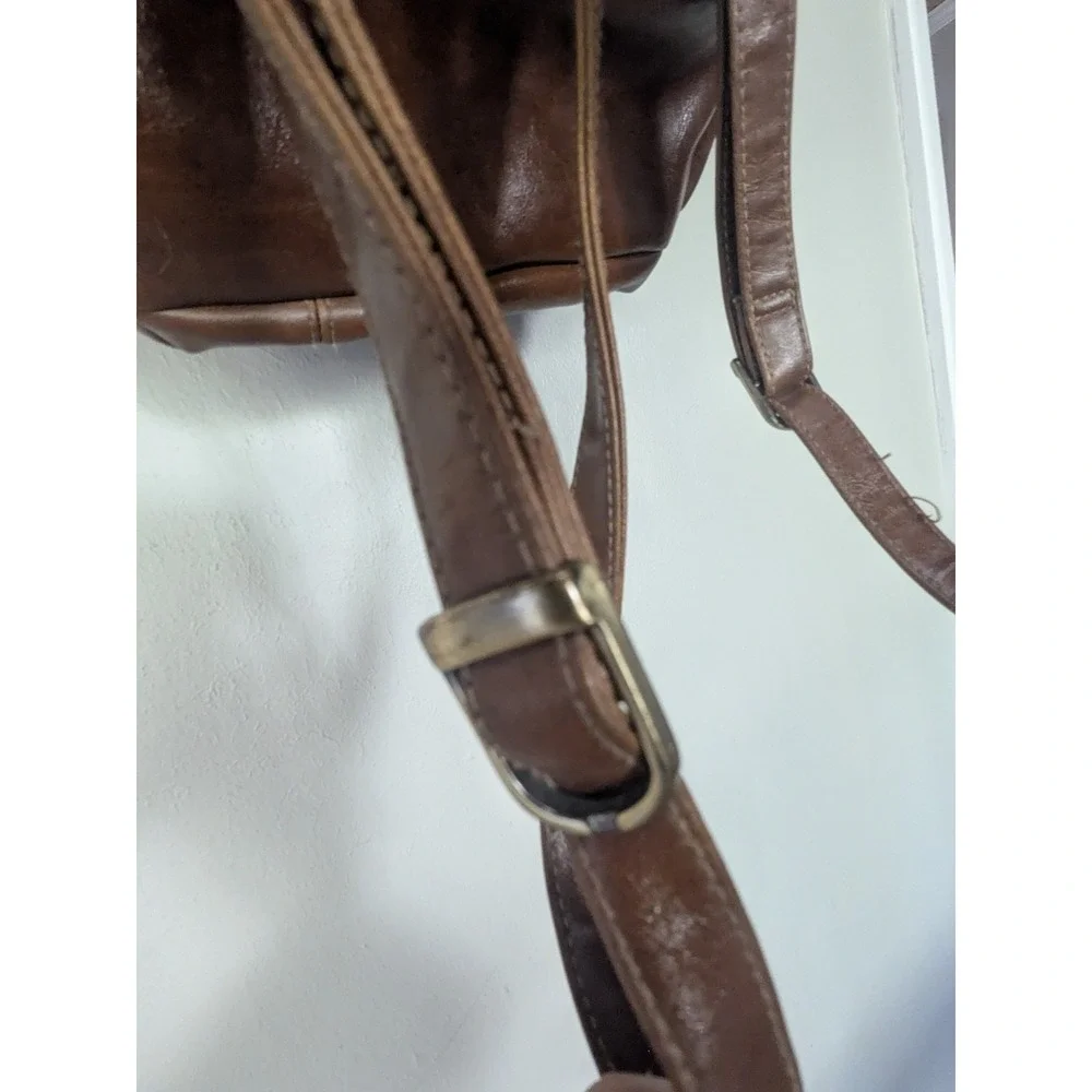 Connections Brown Faux Leather Shoulder Bag  Zip Top Handbag Brown